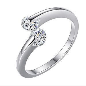 Silver Plated Adjustable Ring Crystals on Each Side